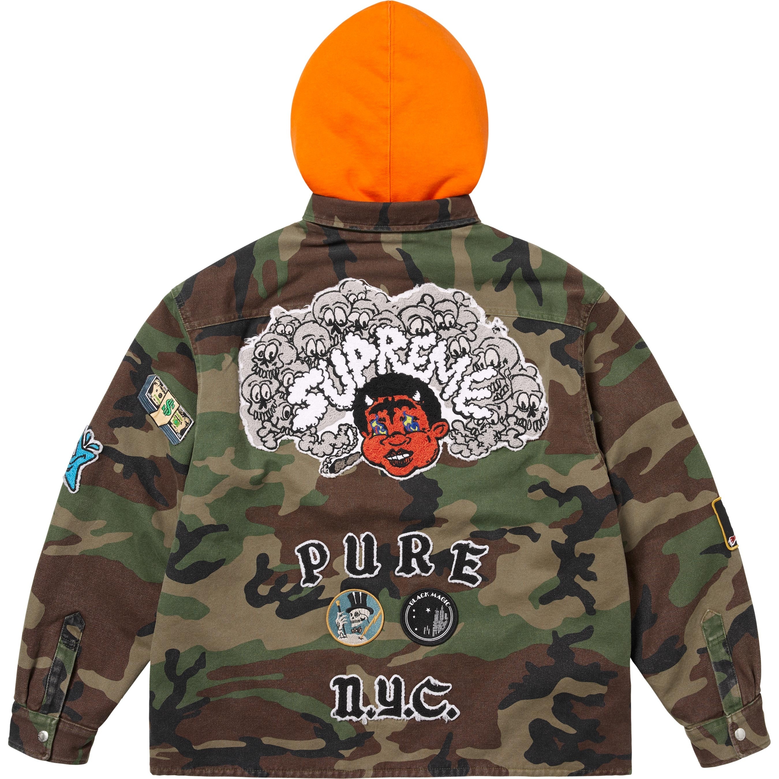 Patches Hooded Zip Up Shirt view 20